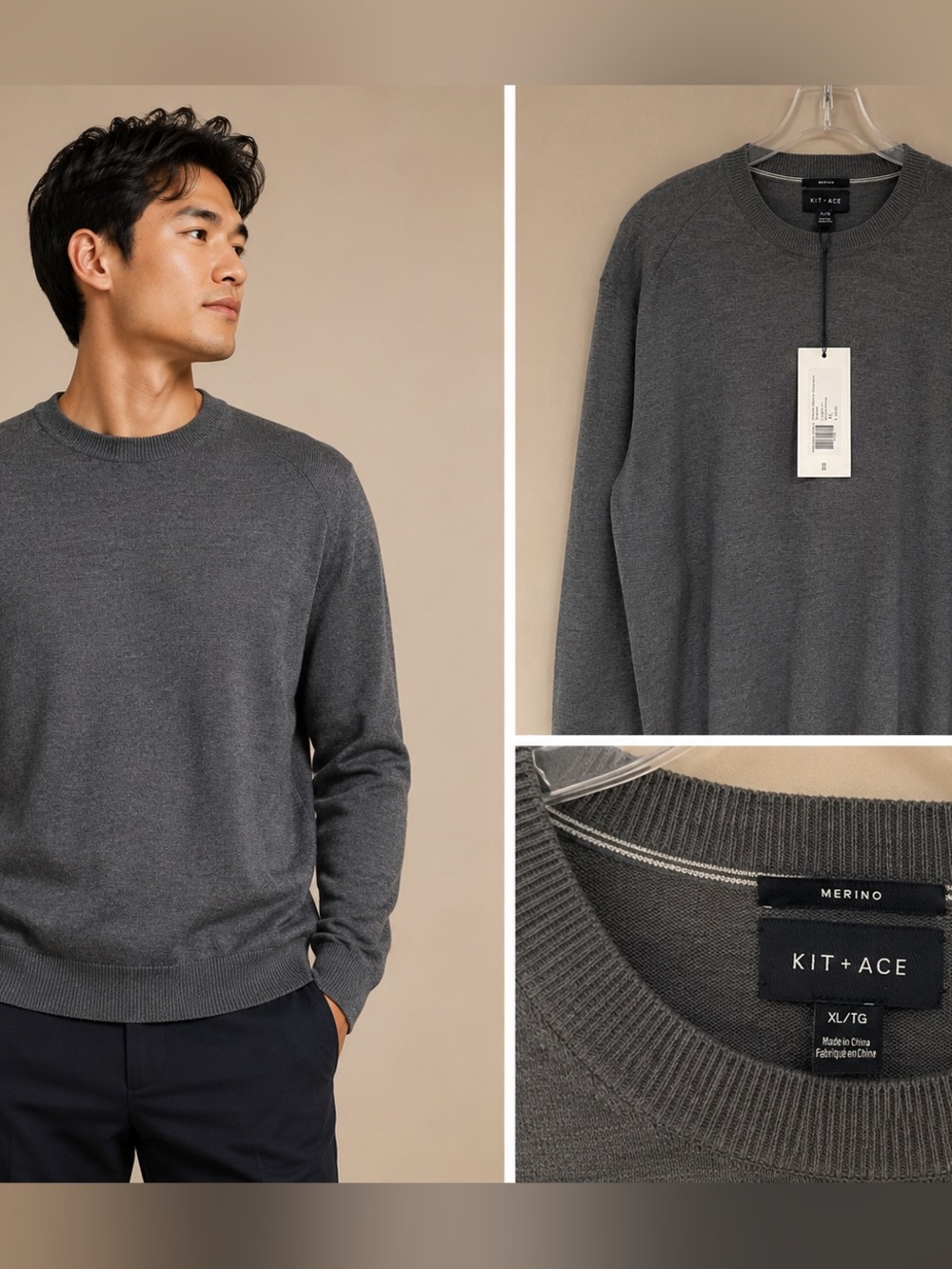 KIT&ACE- Men's Hillside Merino Crewneck Sweater